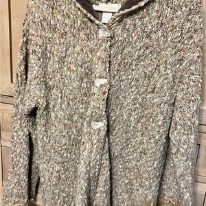 Soft Surroundings Textured Knit Sweater Coat with Hood